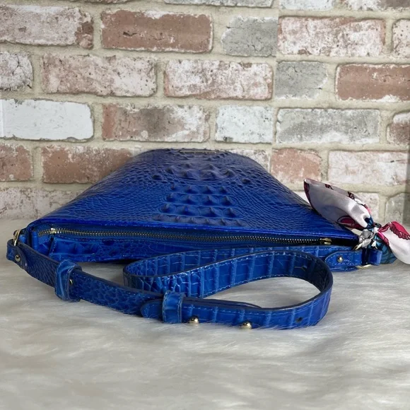 Brahmin Blue Croc-Embossed Shoulder Bag - Picture 6 of 14